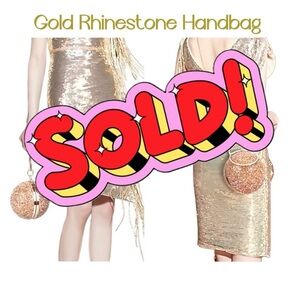 Gold Rhinestone Ball Shaped Handbag, Clutch, Wristlet, Crossbody. LIKE NEW